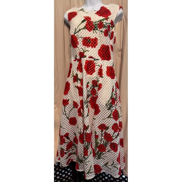Betsey Johnson White/Red Floral Dress AMAZING Size 2 - Picture 1 of 5
